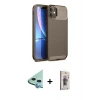 MARSİLYAN™- iPhone 11 Kılıf Eksen Form Prime - Siyah Bilvis 3D Cam Ekran Koruyucu + Raze Metal Kamera Lens - MI
