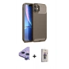 MARSİLYAN™- iPhone 11 Kılıf Eksen Form Prime - Siyah Bilvis 3D Cam Ekran Koruyucu + Raze Metal Kamera Lens - MR