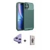 MARSİLYAN™- iPhone 11 Kılıf Eksen Form Prime - Siyah Bilvis 3D Cam Ekran Koruyucu + Raze Metal Kamera Lens - MR
