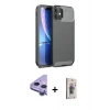 MARSİLYAN™- iPhone 11 Kılıf Eksen Form Prime - Siyah Bilvis 3D Cam Ekran Koruyucu + Raze Metal Kamera Lens - MR