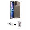 MARSİLYAN™- iPhone 11 Kılıf Eksen Form Prime - Siyah Bilvis 3D Cam Ekran Koruyucu + Pers Alüminyum Kamera Lens - LT