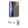 MARSİLYAN™- iPhone 11 Kılıf Eksen Form Prime - Siyah Bilvis 3D Cam Ekran Koruyucu + Pers Alüminyum Kamera Lens - GD