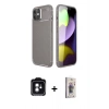 MARSİLYAN™- iPhone 11 Kılıf Eksen Form Prime - Siyah Bilvis 3D Cam Ekran Koruyucu + PVD Metal Kamera Lens - YL