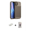 MARSİLYAN™- iPhone 11 Kılıf Eksen Form Prime - Siyah Bilvis 3D Cam Ekran Koruyucu + Renkli Kamera Lens Koruma Cam - YL