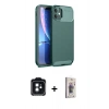 MARSİLYAN™- iPhone 11 Kılıf Eksen Form Prime - Siyah Bilvis 3D Cam Ekran Koruyucu + PVD Metal Kamera Lens - SH