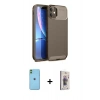 MARSİLYAN™- iPhone 11 Kılıf Eksen Form Prime - Siyah Bilvis 3D Cam Ekran Koruyucu + Neon Fosforlu Kamera Lens - YL