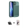 MARSİLYAN™- iPhone 11 Kılıf Eksen Form Prime - Siyah Bilvis 3D Mat Cam Ekran Koruyucu + Kamera Lens Koruma Cam - SF