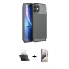 MARSİLYAN™- iPhone 11 Kılıf Eksen Form Prime - Siyah Bilvis 3D Mat Cam Ekran Koruyucu + Kamera Lens Koruma Cam - SF