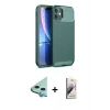MARSİLYAN™- iPhone 11 Kılıf Eksen Form Prime - Siyah Bilvis 3D Mat Cam Ekran Koruyucu + Raze Metal Kamera Lens - MI