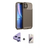 MARSİLYAN™- iPhone 11 Kılıf Eksen Form Prime - Siyah Bilvis 3D Mat Cam Ekran Koruyucu + Raze Metal Kamera Lens - MR