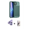 MARSİLYAN™- iPhone 11 Kılıf Eksen Form Prime - Siyah Bilvis 3D Mat Cam Ekran Koruyucu + Raze Metal Kamera Lens - MR