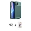 MARSİLYAN™- iPhone 11 Kılıf Eksen Form Prime - Siyah Bilvis 3D Mat Cam Ekran Koruyucu + Pers Alüminyum Kamera Lens - YL