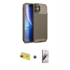 MARSİLYAN™- iPhone 11 Kılıf Eksen Form Prime - Siyah Bilvis 3D Mat Cam Ekran Koruyucu + Rainbow Kamera Lens Koruma Cam - KI