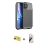 MARSİLYAN™- iPhone 11 Kılıf Eksen Form Prime - Siyah Bilvis 3D Mat Cam Ekran Koruyucu + Rainbow Kamera Lens Koruma Cam - KI