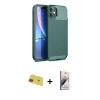 MARSİLYAN™- iPhone 11 Kılıf Eksen Form Prime - Siyah Bilvis 3D Mat Cam Ekran Koruyucu + Rainbow Kamera Lens Koruma Cam - KI