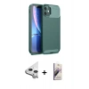 MARSİLYAN™- iPhone 11 Kılıf Eksen Form Prime - Siyah Bilvis 3D Mat Cam Ekran Koruyucu + Raze Metal Kamera Lens - GS