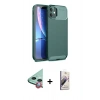 MARSİLYAN™- iPhone 11 Kılıf Eksen Form Prime - Siyah Bilvis 3D Mat Cam Ekran Koruyucu + Raze Metal Kamera Lens - KI