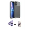 MARSİLYAN™- iPhone 11 Kılıf Eksen Form Prime - Siyah Bilvis 3D Mat Cam Ekran Koruyucu + Raze Metal Kamera Lens - MR