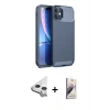 MARSİLYAN™- iPhone 11 Kılıf Eksen Form Prime - Siyah Bilvis 3D Mat Cam Ekran Koruyucu + Raze Metal Kamera Lens - GS