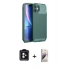 MARSİLYAN™- iPhone 11 Kılıf Eksen Form Prime - Siyah Bilvis 3D Mat Cam Ekran Koruyucu + PVD Metal Kamera Lens - YL