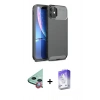 MARSİLYAN™- iPhone 11 Kılıf Eksen Form Prime - Siyah Bilvis 5in1 3D Magic Cam Ekran Koruyucu + Raze Metal Kamera Lens - KI