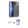 MARSİLYAN™- iPhone 11 Kılıf Eksen Form Prime - Siyah Bilvis 5in1 3D Magic Cam Ekran Koruyucu + Renkli Kamera Lens Koruma Cam - TU