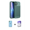 MARSİLYAN™- iPhone 11 Kılıf Eksen Form Prime - Siyah Bilvis 5in1 3D Magic Cam Ekran Koruyucu + Yeşil Neon Fosforlu Kamera Lens