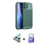 MARSİLYAN™- iPhone 11 Kılıf Eksen Form Prime - Siyah Bilvis 5in1 5D Magic Hayalet Cam Ekran Koruyucu + Raze Metal Kamera Lens - KI