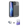 MARSİLYAN™- iPhone 11 Kılıf Eksen Form Prime - Siyah Bilvis 5in1 5D Magic Hayalet Cam Ekran Koruyucu + Pers Alüminyum Kamera Lens - LT