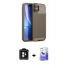 MARSİLYAN™- iPhone 11 Kılıf Eksen Form Prime - Siyah Bilvis 5in1 5D Magic Hayalet Cam Ekran Koruyucu + PVD Metal Kamera Lens - YL