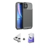 MARSİLYAN™- iPhone 11 Kılıf Eksen Form Prime - Siyah Bilvis 5in1 5D Magic Hayalet Cam Ekran Koruyucu + Raze Metal Kamera Lens - GS