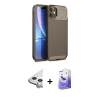 MARSİLYAN™- iPhone 11 Kılıf Eksen Form Prime - Siyah Bilvis 5in1 5D Magic Hayalet Cam Ekran Koruyucu + Raze Metal Kamera Lens - GS