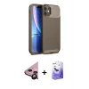 MARSİLYAN™- iPhone 11 Kılıf Eksen Form Prime - Siyah Bilvis 5in1 5D Magic Hayalet Cam Ekran Koruyucu + Raze Metal Kamera Lens - SH