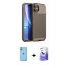 MARSİLYAN™- iPhone 11 Kılıf Eksen Form Prime - Siyah Bilvis 5in1 5D Magic Hayalet Cam Ekran Koruyucu + Neon Fosforlu Kamera Lens - YL