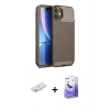 MARSİLYAN™- iPhone 11 Kılıf Eksen Form Prime - Siyah Bilvis 5in1 5D Magic Hayalet Cam Ekran Koruyucu + Yeşil Renkli Kamera Lens Koruma Cam