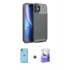 MARSİLYAN™- iPhone 11 Kılıf Eksen Form Prime - Siyah Bilvis 5in1 5D Magic Hayalet Cam Ekran Koruyucu + Neon Fosforlu Kamera Lens - YL