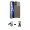 MARSİLYAN™- iPhone 11 Kılıf Eksen Form Prime - Siyah Bilvis Hayalet Cam Ekran Koruyucu + Raze Metal Kamera Lens - KI