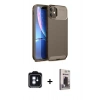 MARSİLYAN™- iPhone 11 Kılıf Eksen Form Prime - Siyah Bilvis Hayalet Cam Ekran Koruyucu + PVD Metal Kamera Lens - MI