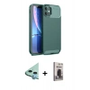 MARSİLYAN™- iPhone 11 Kılıf Eksen Form Prime - Siyah Bilvis Hayalet Cam Ekran Koruyucu + Raze Metal Kamera Lens - MI