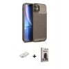 MARSİLYAN™- iPhone 11 Kılıf Eksen Form Prime - Siyah Bilvis Hayalet Cam Ekran Koruyucu + Renkli Kamera Lens Koruma Cam - YL