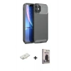 MARSİLYAN™- iPhone 11 Kılıf Eksen Form Prime - Siyah Bilvis Hayalet Cam Ekran Koruyucu + Renkli Kamera Lens Koruma Cam - YL