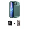 MARSİLYAN™- iPhone 11 Kılıf Eksen Form Prime - Siyah Bilvis Hayalet Cam Ekran Koruyucu + PVD Metal Kamera Lens - TU