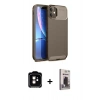 MARSİLYAN™- iPhone 11 Kılıf Eksen Form Prime - Siyah Bilvis Hayalet Cam Ekran Koruyucu + PVD Metal Kamera Lens - TU