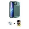 MARSİLYAN™- iPhone 11 Kılıf Eksen Form Prime - Siyah Buffer Cam Ekran Koruyucu + Pers Alüminyum Kamera Lens - GI