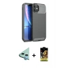 MARSİLYAN™- iPhone 11 Kılıf Eksen Form Prime - Siyah Buffer Cam Ekran Koruyucu + Raze Metal Kamera Lens - MI