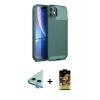 MARSİLYAN™- iPhone 11 Kılıf Eksen Form Prime - Siyah Buffer Cam Ekran Koruyucu + Raze Metal Kamera Lens - MI