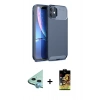 MARSİLYAN™- iPhone 11 Kılıf Eksen Form Prime - Siyah Buffer Cam Ekran Koruyucu + Raze Metal Kamera Lens - MI