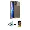 MARSİLYAN™- iPhone 11 Kılıf Eksen Form Prime - Siyah Buffer Cam Ekran Koruyucu + Raze Metal Kamera Lens - MI