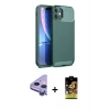 MARSİLYAN™- iPhone 11 Kılıf Eksen Form Prime - Siyah Buffer Cam Ekran Koruyucu + Raze Metal Kamera Lens - MR