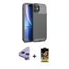 MARSİLYAN™- iPhone 11 Kılıf Eksen Form Prime - Siyah Buffer Cam Ekran Koruyucu + Raze Metal Kamera Lens - MR
